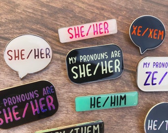 Pronoun / Pronouns Enamel Pin | Design Your Own, Gift | Neopronouns, Non Binary