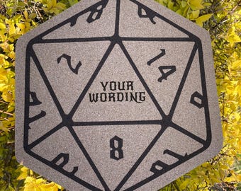 Custom D20 Dice Pin Board | Enamel Pin Display | Custom Wording |
