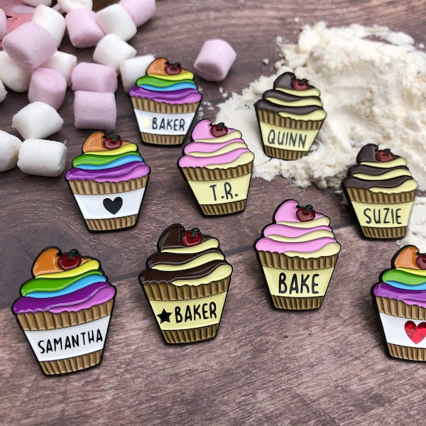 AANPASBARE Cupcake Bake Emaille Pin | Cadeau voor Bakkers | Reversspeld, Badge |  Geschenk