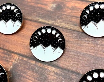 Moon Phases with Mountains Enamel Pin | Gift | Lapel Pin, Badge |  Gift