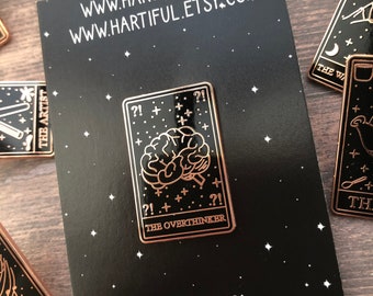 The Overthinker Tarot Card Enamel Pin | Stocking Filler Gift | Lapel Pin, Badge | Hard Enamel