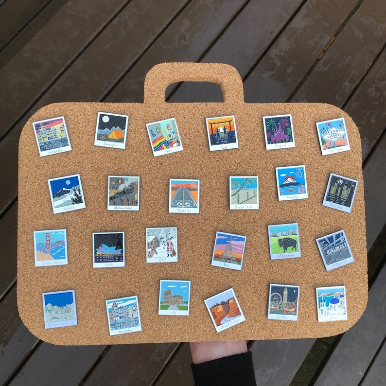 Travel Suitcase Pin Board Enamel Pin Display Cork Board Etsy