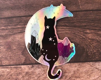 Demisexual LGBT Pride Cat Holographic Iridescent Laptop Sticker Gift | Subtle Pride Flag