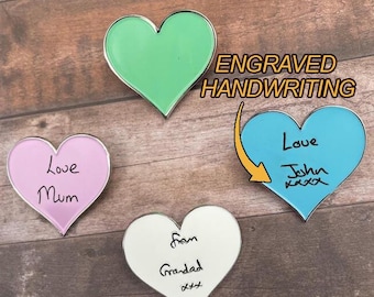 Custom Handwriting Enamel Pin - Engraved
