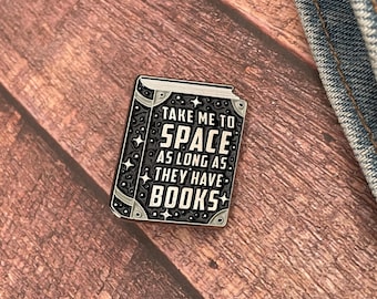 Take Me to Space Book Enamel Pin | Lapel Pin, Badge | Book Lover