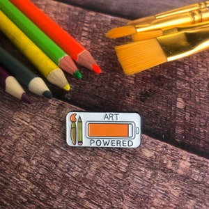 Art Powered Enamel Pin | Stocking Filler Gift | Lapel Pin, Badge | Pencil, Paint  Gift