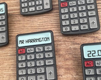 Custom Calculator Enamel Pin, Personalised Laser Engraved Pin, Maths Math Teacher Gift, Accountant Gift, Nerd Gift