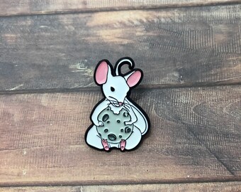 Mouse Eating a Cheese Moon Enamel Pin | Badge |  Gift