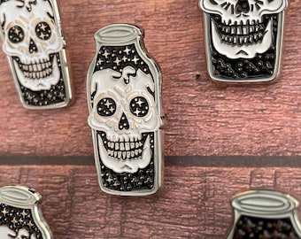 Skull and Stars in Bottle Enamel Pin | Space Lover Badge