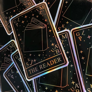 Reader Tarot Karte Holographisch Irisierend Laptop Aufkleber Geschenk | Buchliebhaber