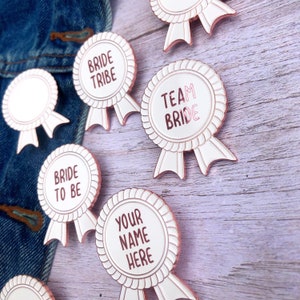Custom Bachelorette Enamel Pin: Bride Hen Party Rosette Award