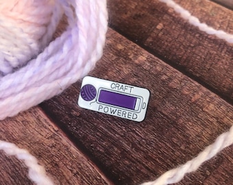 Craft Powered Enamel Pin | Stocking Filler Gift | Lapel Pin, Badge | Yarn  Gift