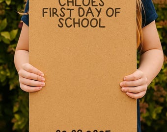Personalised First Day of School Pinboard, Engraved – Kids Memory Board, Back-to-School Keepsake, Name Customisable