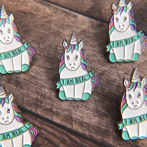 Unicorn Enamel Pin “I Am Real” | With Glitter
