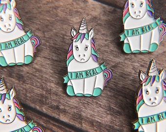 Unicorn Enamel Pin “I Am Real” | With Glitter