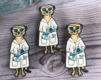 Meerkat Scientist Enamel Pin | Lapel Pin, Badge |