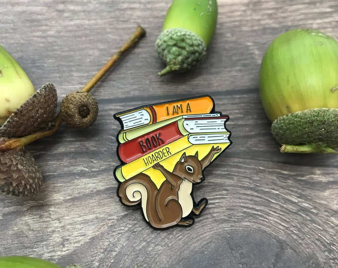 Squirrel Hoarder Books Enamel Pin | Badge  Gift