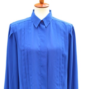 Vintage Pleated Blouse Size 12 Secretary Silky Blouse 80s Retro
