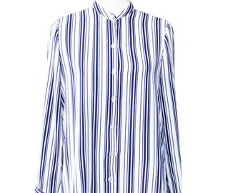 Chemisier boutonné à rayures Top noir et blanc taille Petit vintage