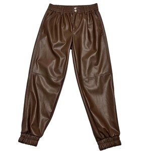 Brown Faux Leather Jogger Pants Juniors Size 11 Elastic Waist - Etsy