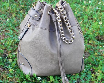 Aldo Taupe Beige Bucket Bag Purse Faux Leather Purse