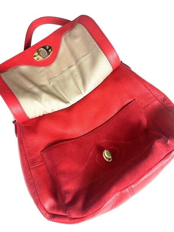 Talbots Red Handbag Pebbled Leather Suede Crossbo… - image 8