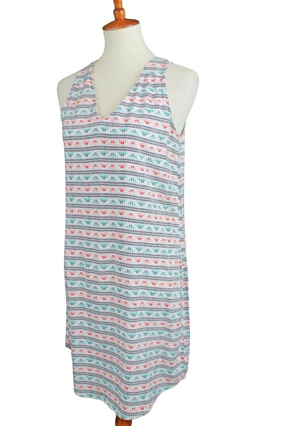 Old Navy Shift Sleeveless Dress White Pink Teal Si