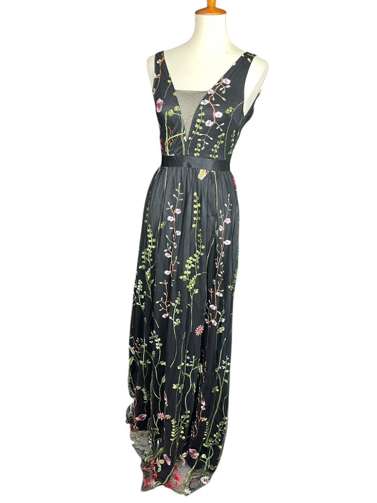 Embroidered Mesh Overlay Dress - Etsy