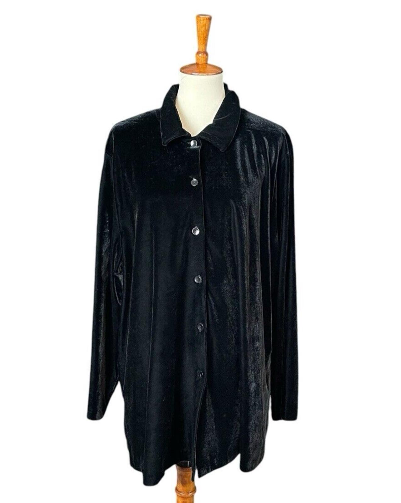 Vintage Briggs Black Velvet Button Down Top Tunic Style Women 3X Relaxed  Fit 90s - Etsy