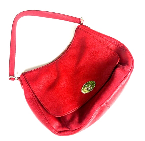Talbots Red Handbag Pebbled Leather Suede Crossbo… - image 2