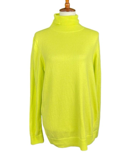 Bright Yellow Turtleneck Sweater Women XL Soft Cozy Comfort Etsy