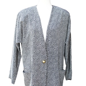 Vintage 80s Black and White Blazer Loose Fitting Blazer Size 12