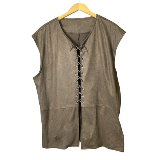 Brown Faux Suede Lace up Top Women Size XL Sleeveless Boho Western