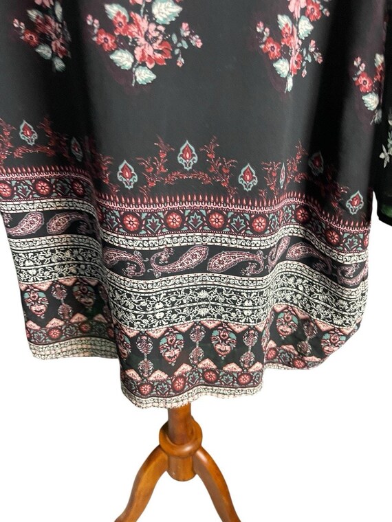 xhilaration boho dress XHILARATION Black Floral Dress Women Size L Flowy Boho Long Sleeve Lagenlook