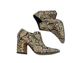 Animal Print Snake Print Block Heel Ankle Booties 8 Pointed Toe