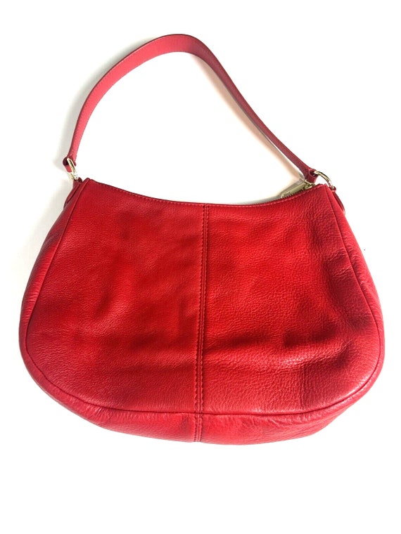 Talbots Red Handbag Pebbled Leather Suede Crossbo… - image 5