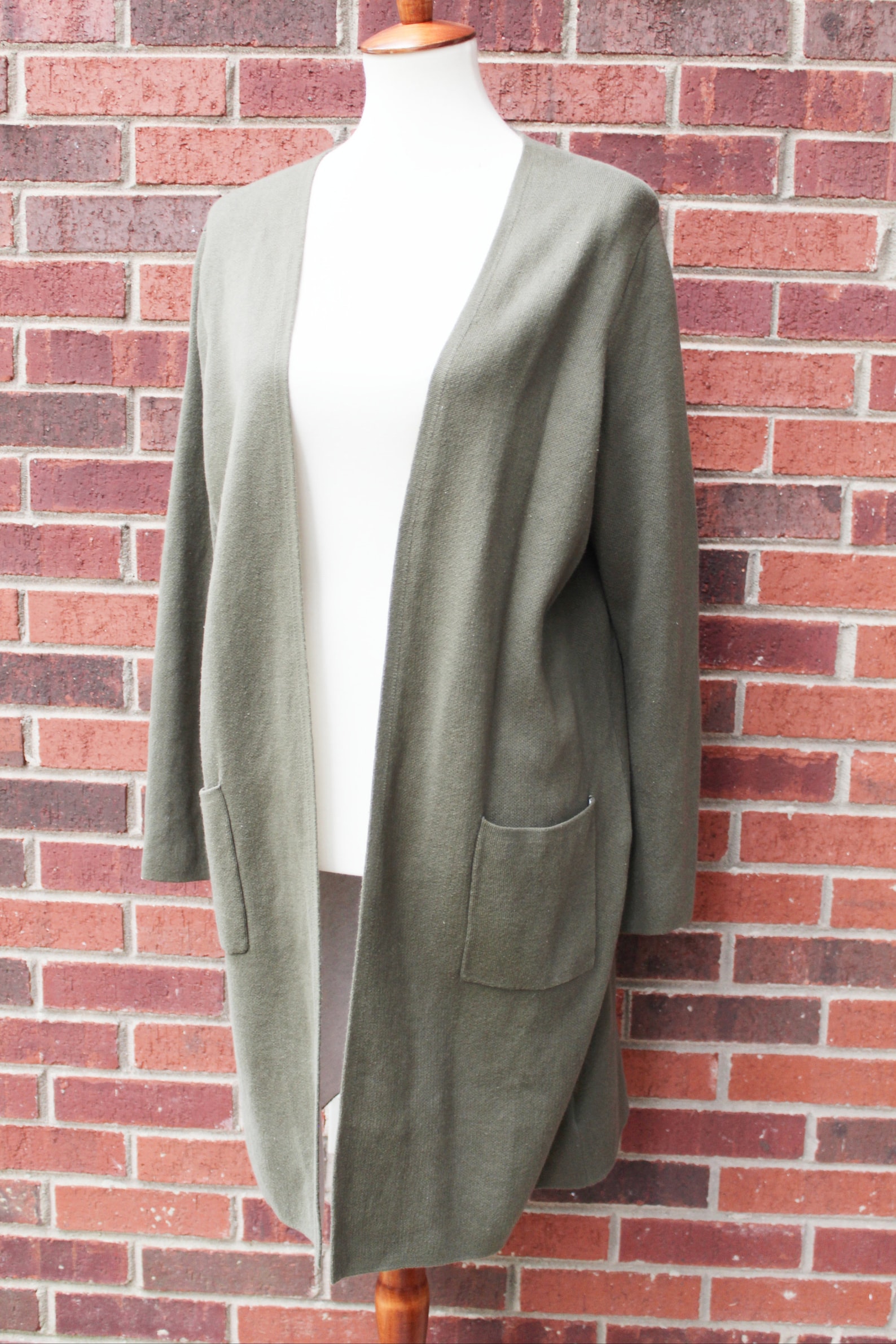 Olive Green Open Cardigan Olive Green Duster Boyfriend Etsy