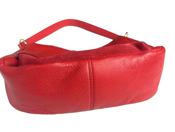 Talbots Red Handbag Pebbled Leather Suede Crossbo… - image 4