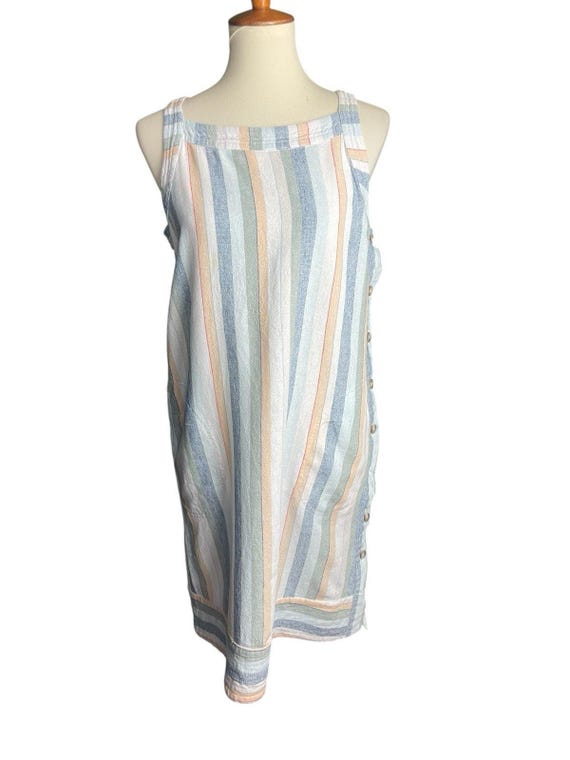 forcynthia linen dress For Cynthia | Dresses | For Cynthia Linen Blend Navywhite Striped Button  Down Dress Sz Xs Nwt