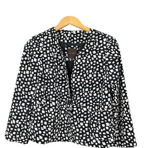 Black & White Blazer Women Size M Dotted Print Shoulder Pads Y2K The Limited