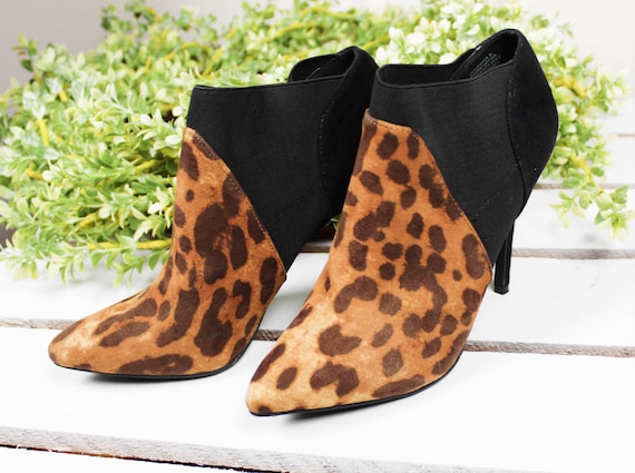 Botines Leopard Negro / Botas Leopardo Tacones Leopardo / - Etsy España