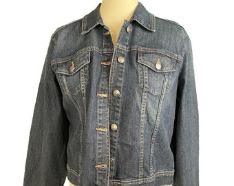 Faded Glory Jean Jackets Womens L 12-14 Blue Denim Classic Long Sleeve Button Up