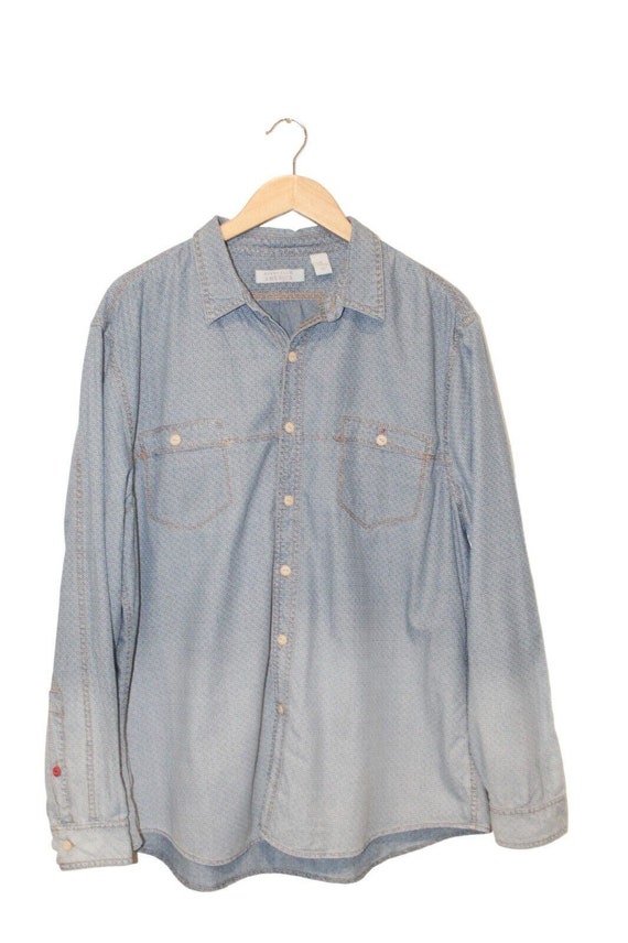 Perry Ellis America Denim Shirt Mens XL Blue Ombre