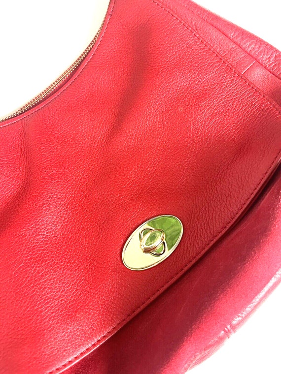 Talbots Red Handbag Pebbled Leather Suede Crossbo… - image 3