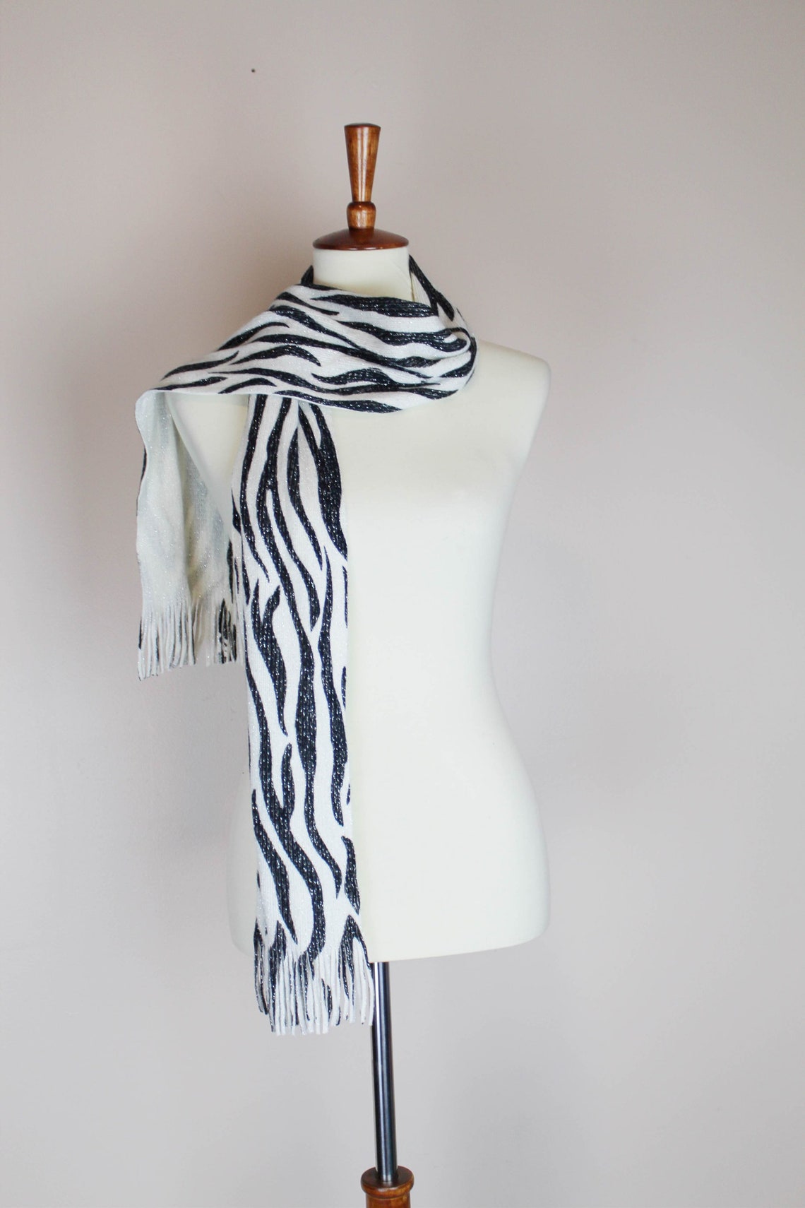 Katie Loxton Zebra Print Scarf in Charcoal, Black White