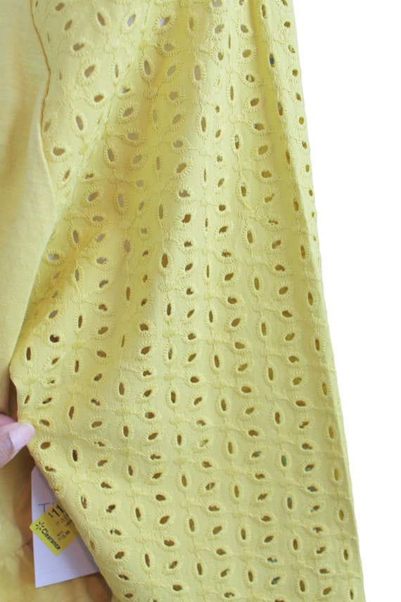 Yellow Ruffle Top with Eyelet Sleeves 100% Cotton… - image 7