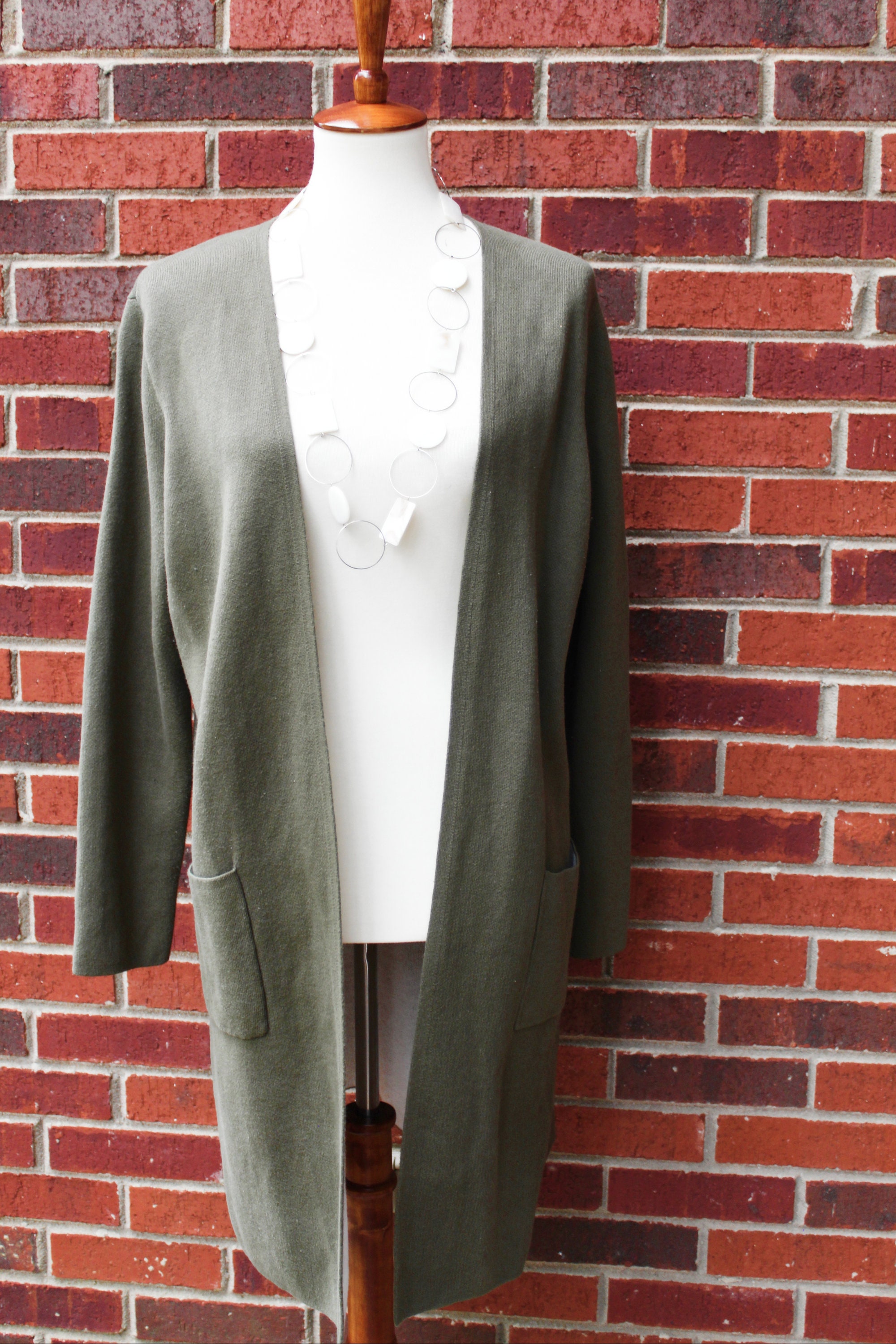 Olive Green Open Cardigan Olive Green Duster Boyfriend Etsy