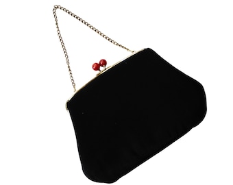 Black Handbag with Chain Strap Vintage Small Evening Bag for Prom or Wedding