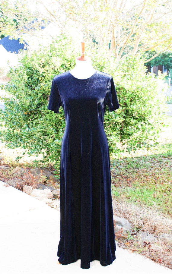 Navy Blue Maxi Dress | Long Navy Blue Velvet Dress