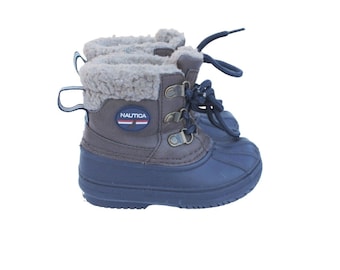 Nautica Kids Brown Boy Duck Winter Boots Waterproof Rain Snow Size 6